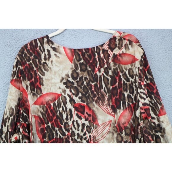 Maggie Barnes 3/4 Sleeve Silky Top-Size 2X-Animal Print - Picture 8 of 10